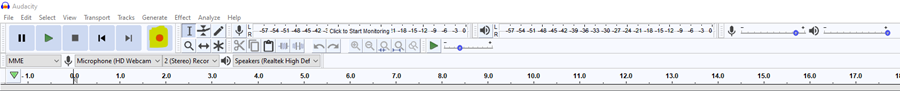Audacity's menu bar