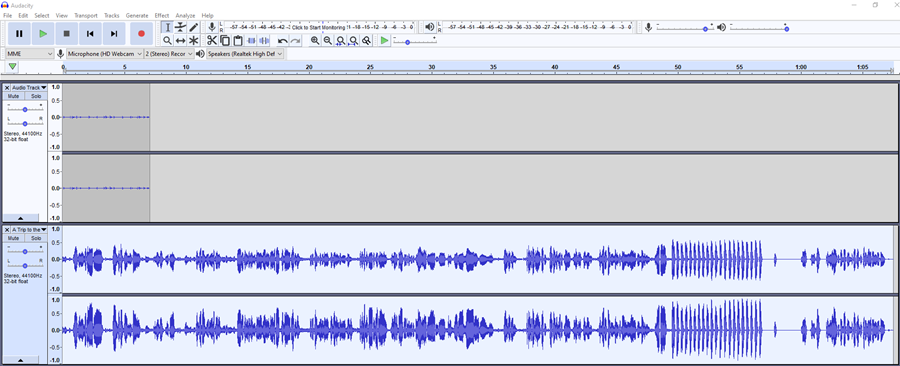 Audacity with some recording examples