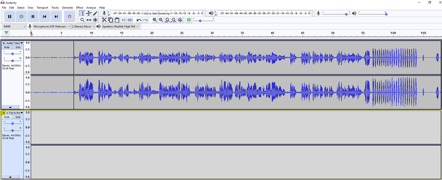 Audcaity with recording examples
